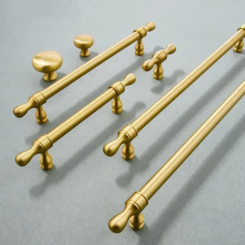 Brass Furniture Handles Modern Wardrobe Dresser Cupboard Cabinet Drawer Knobs Kitchen Cabinet Handles Refrigerator Door Pulls