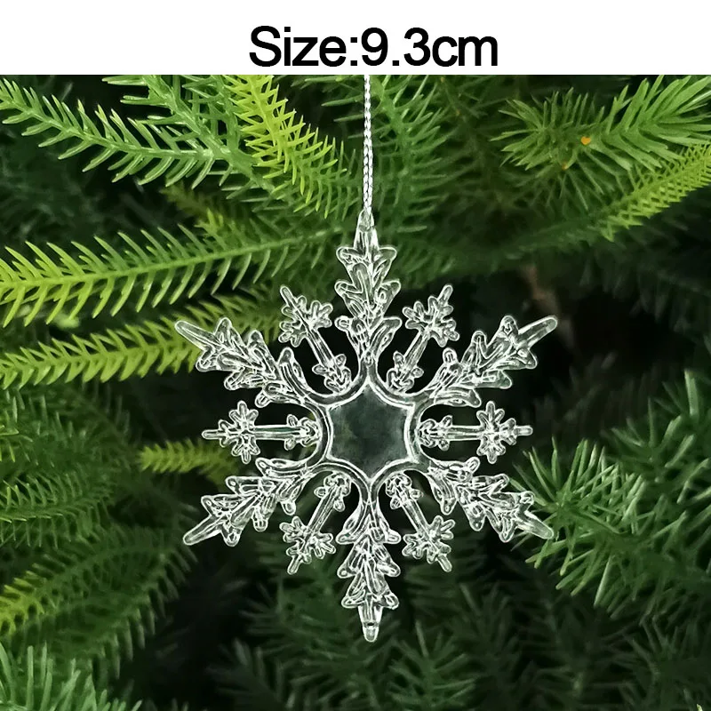 5pcs Christmas Home Decorations Crystal Acrylic Ornaments Snowflake Elk Xmas Tree Hanging Pendants Navidad 2024 New Year Gift