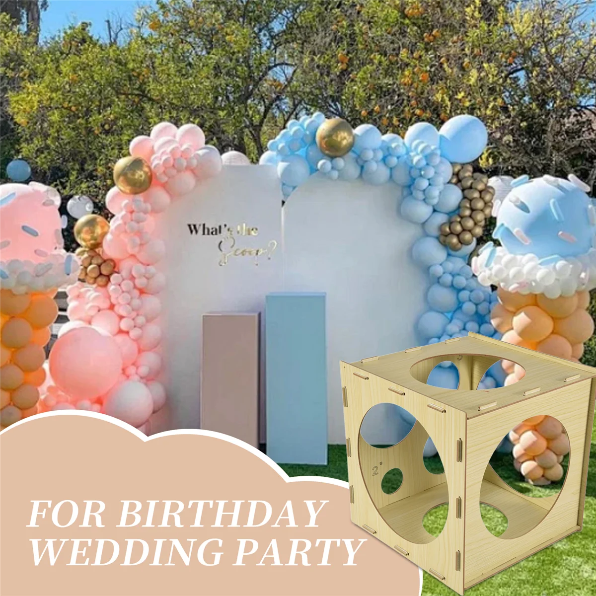 أداة قياس صندوق مقاس البالونات ذات 9 فتحات من ABJS مقاس 2-10 بوصة لحفلات أعياد الميلاد وحفلات الزفاف