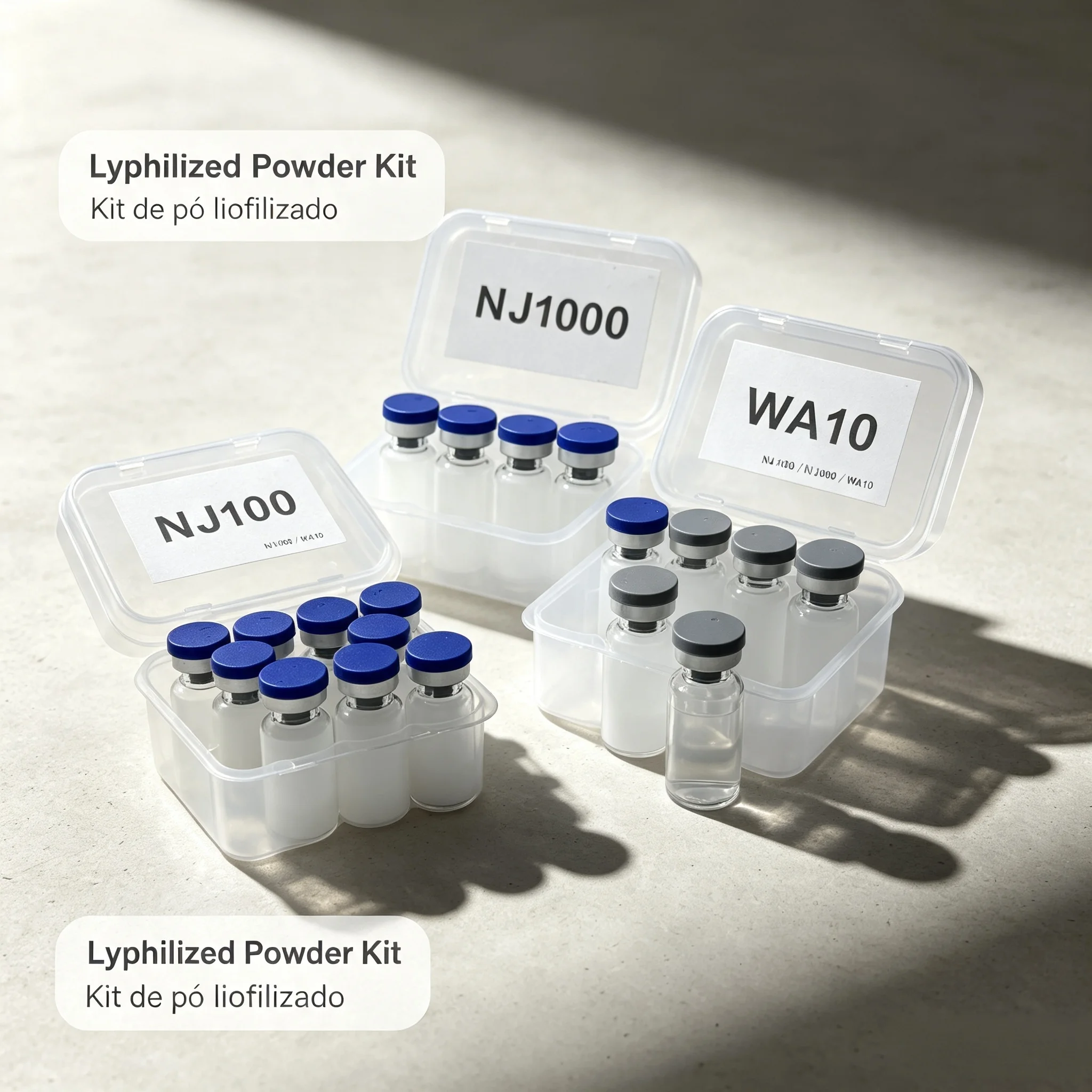 (Random Cap Color) High-Quality Lyophilized Powder: NAD+ (100mg, 500mg, 1000mg) — 1 Box 10 Vials. Repairs Skin Damage, Provides
