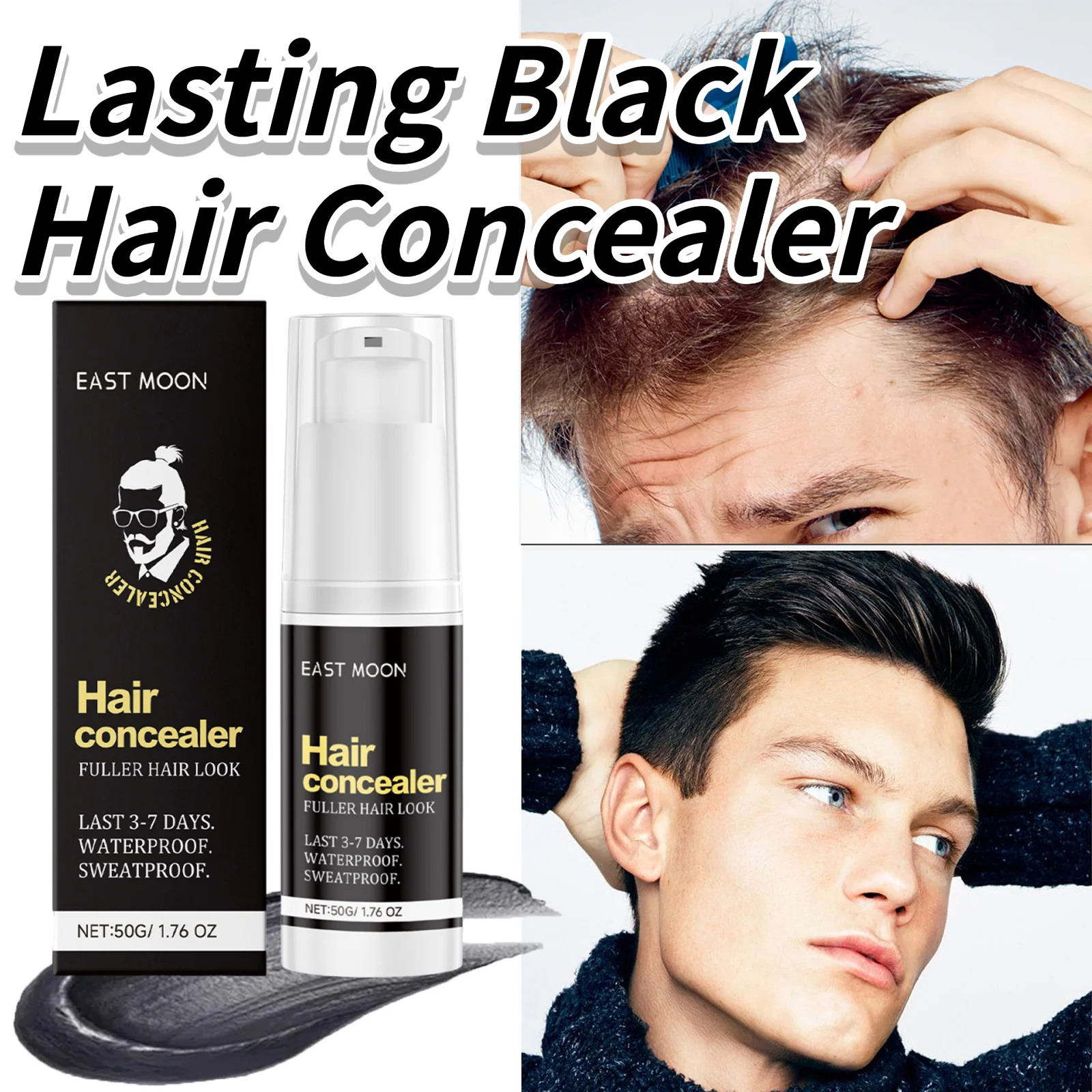 Men Hair Waterproof Concealer Hairline Shadow Root Cover up Repair Forehead Makeup Durable Hair Concealer Liquid Cream 50g
