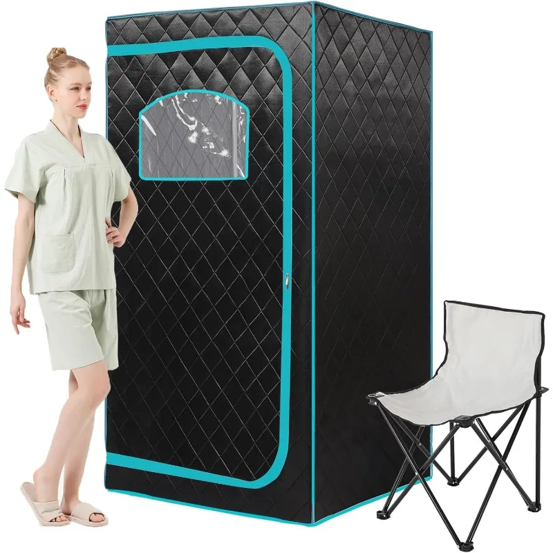 Portable Infrared Sauna for 1 Person, Full Size Home Sauna Box with Premium Dry Heating, Remote Temperature Control