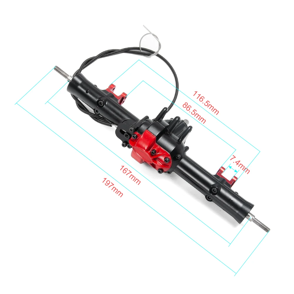 MIBIDAO Metal Complete Axle Front & Rear Axle with Differential Lock For 1/10 D90 RC Crawler Car Upgrade Parts