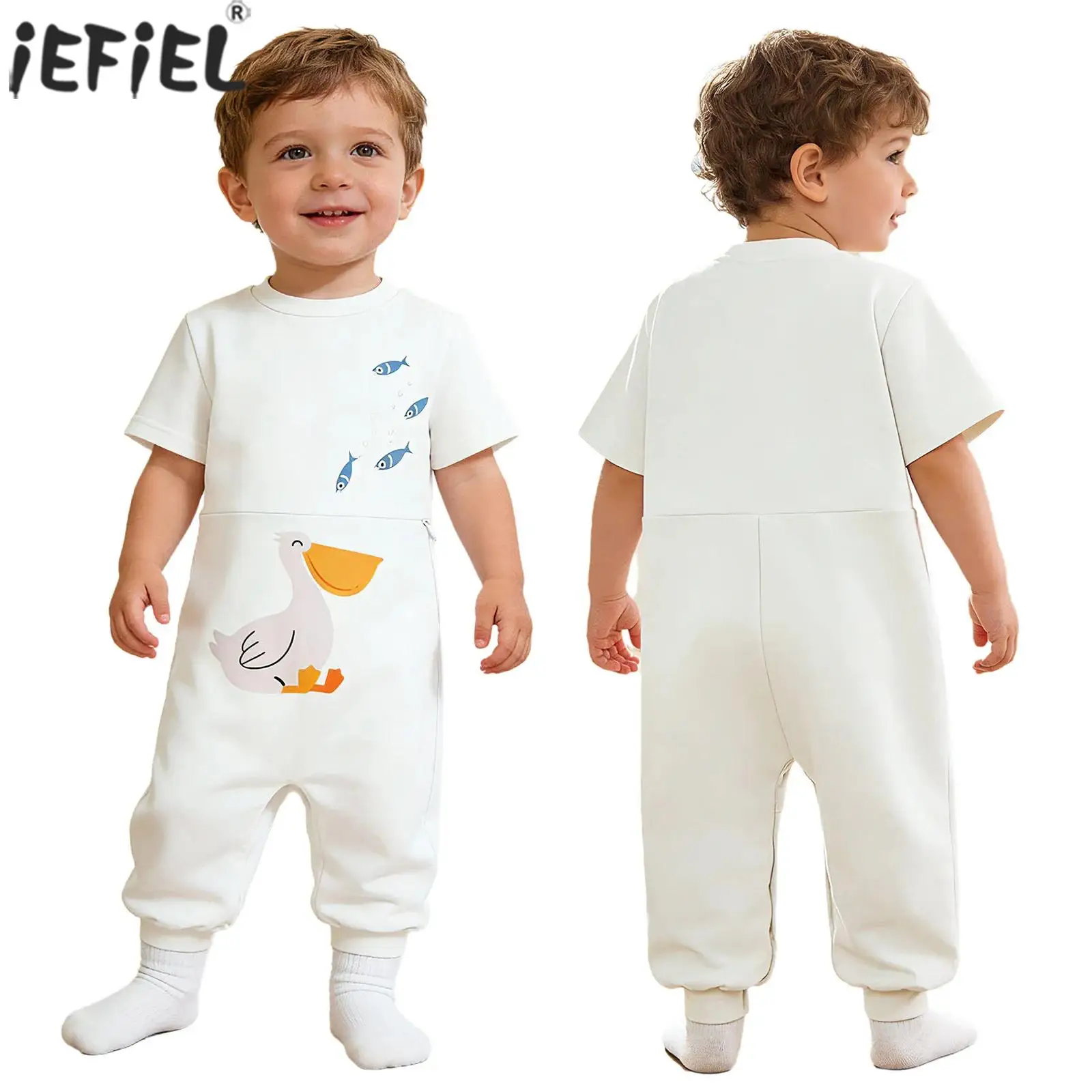 Baby Boys Girls Special Needs Adaptive Clothing Short Sleeve Zipper Crotch Tube Access Feeding Jumpsuit Toddler Kids Homewear