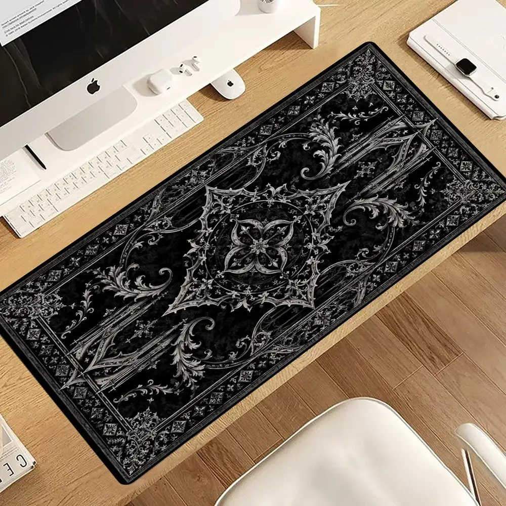 Gothic Black Retro Pattern Mousepad Desk Mats Gaming Mats Desk Gadgets Mouse Pads Mouse Mat Gamer Setup Decoration Carpet