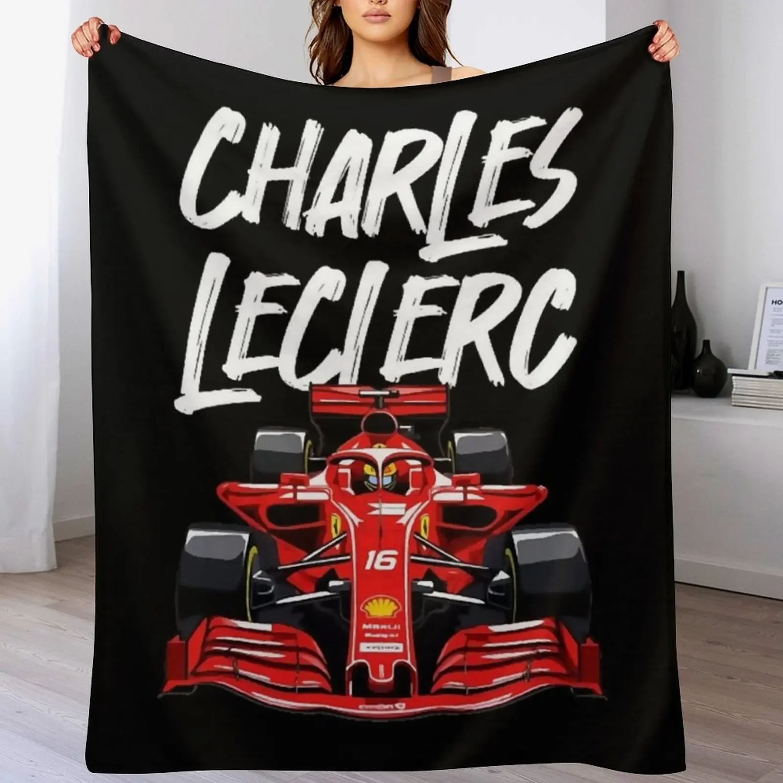 

Charles racer Leclerc Throw Blanket Flannel Furrys Flannel Fabric Travel Blankets