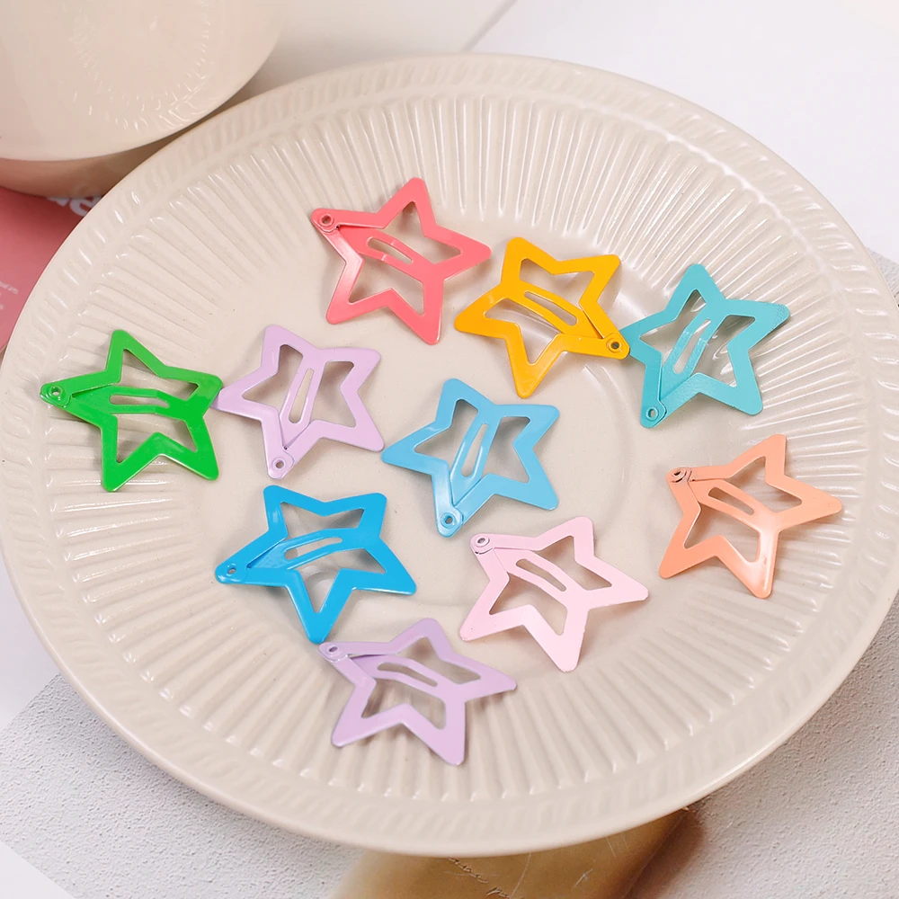 1/20PCS Colorful Star BB Hairclips Y2K Girls Star Barrettes Metal Snap Clips Hairpins Women Headdress Hair Jewelry Accessories