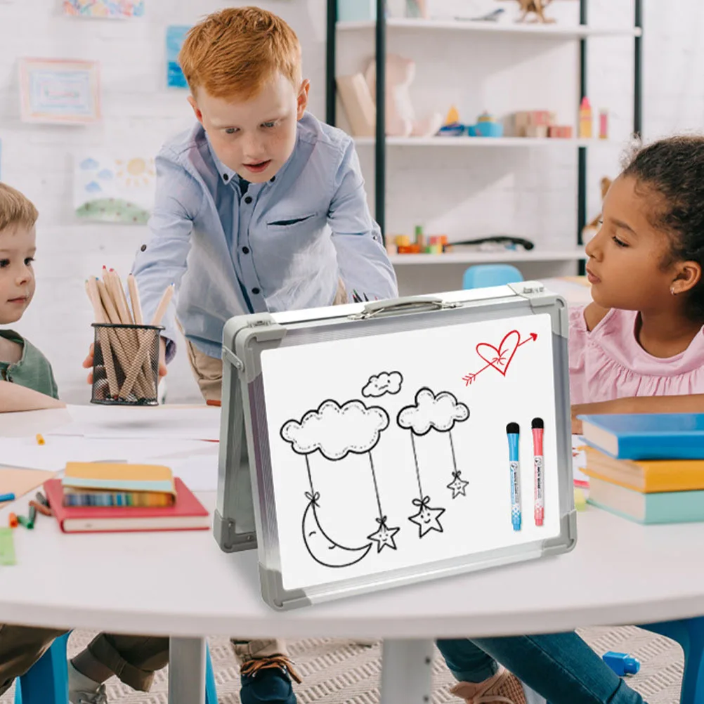 

Magnetic Portable Whiteboard Double Sided Desktop Foldable Easel Ideal for Education Entertainment Menu Bulletin Board