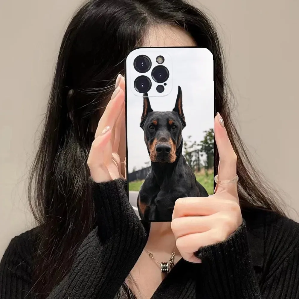 Doberman dog Phone Case For iPhone 16 15 14 13 12 11 Plus,Pro Max,XS,X,XR,SE,Mini,8,7 Soft Silicone Black Cover