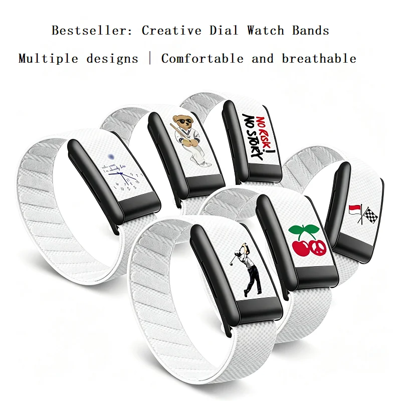 Suitable for WHOOP5.0/MG nylon printed strap with black U-shaped frame, silver U-shaped frame, and gold U-shaped frame
