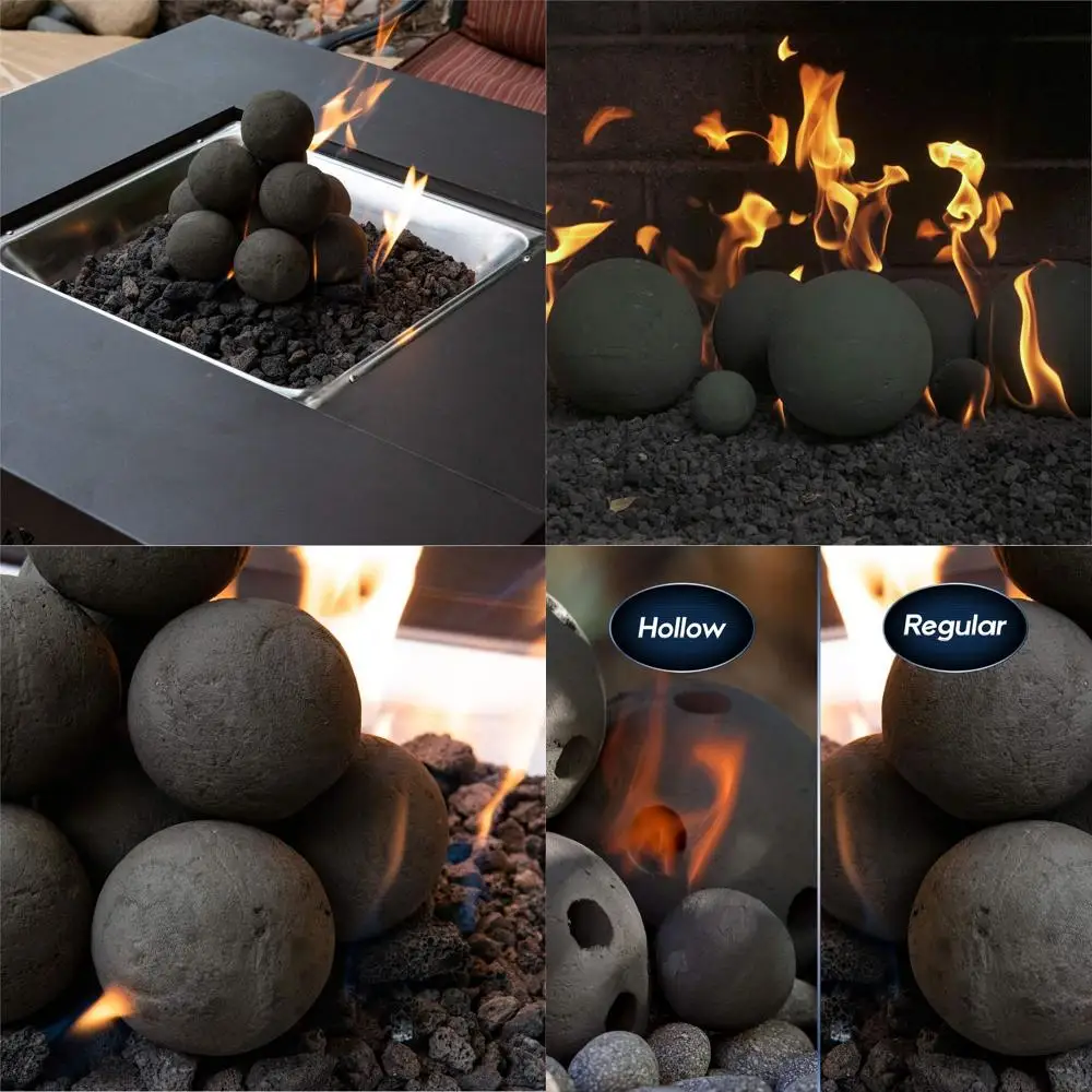 

Набор из 14 керамических огневых шаров - современные, серые с вкраплениями, для использования в помещении и на улице, для очагов и каминов