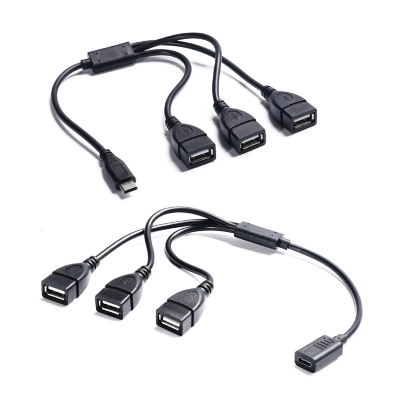K3NB 3 in 1 USB2.0 Port Expander from USB C Input for Phone Tablet Laptop Charging Data