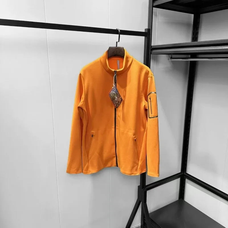 Men's Stand-Collar Elastic Knit Jacket – Solid Color, Multi-Zip Pocket, Business Casual & Outdoor Commute Zip-Up Cardigan