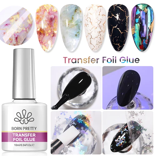 BORN PRETTY, 10ml, lámina de transferencia, Gel, pegatina adhesiva para esmalte de uñas, pegamento para uñas, barniz de Gel con impresión UV, Gel de manicura para decoración de uñas