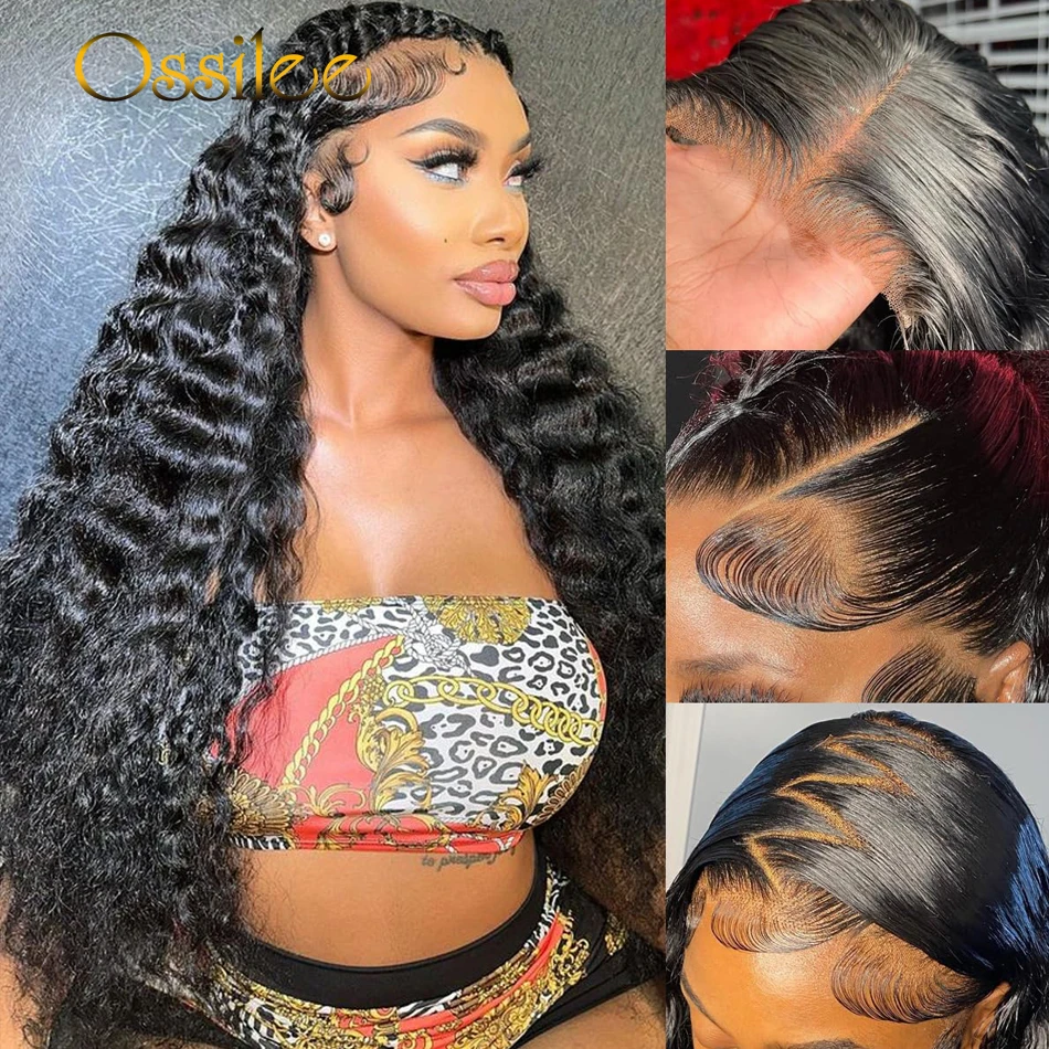 Ossilee-HD Lace Frontal Peruca, Loose Deep Wave Cabelo Humano, Full Lace Encerramento Peruca, 300 Densidade, 5x5, 13x6