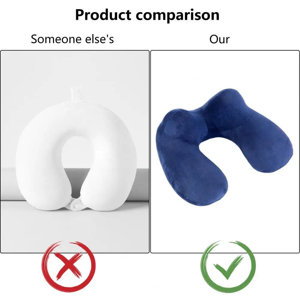 Inflatable Pillow U Shape Hump Design Extended Collar Highly Elastic No Strangulation Fit Cervical Spine Travel Pillow