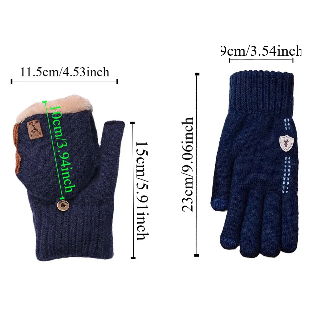 Acrylic Fibres Unisex Anti-cold Mittens Soft Thickened Dual-use Gloves Windproof Korean Style Knitted Yarn Flip Mittens Couple