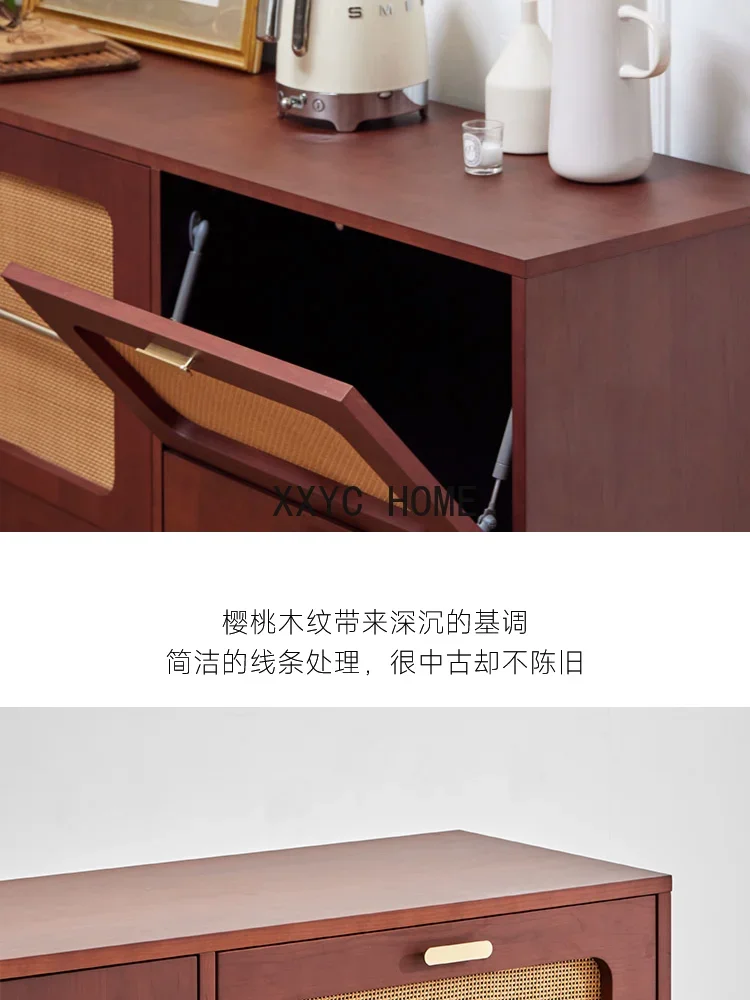 Боковой шкаф Gothenburg, средневековый настенный шкаф для телевизора, сервант из массива дерева, шкаф для хранения из ротанга, гостиная