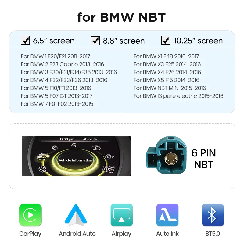 Draadloze Carplay Android Auto Adapter voor MINI Cooper R55 R56 R57 R58 R60 R61 F54 F55 F56 NBT EVO AirPlay Mirror Link Module Box