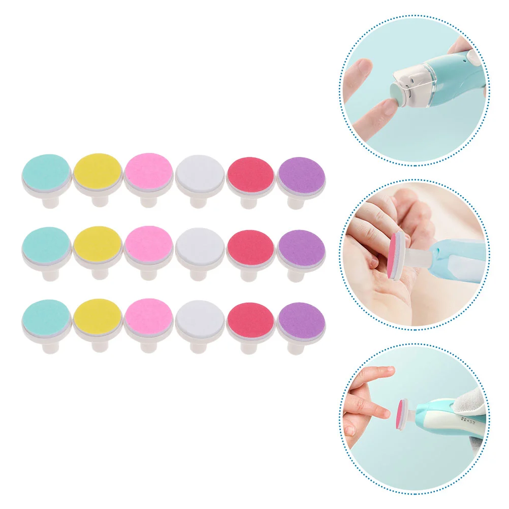 JiaQi-Tête de meulage électrique pour bébé, lime à ongles, coupe-ongles, fournitures de soins, broyeur pour nourrissons et tout-petits, tampons, 18 pièces