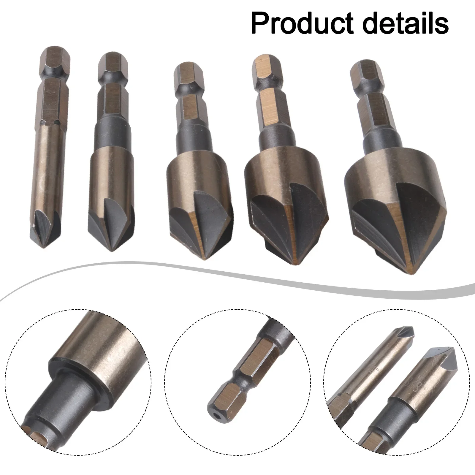 

5PCS M35 Cobalt Countersink Drill Bit Set 82 Degree 5 Flute Hex Shank Metal Cobalt Countersink Drill Bit Set 82 Degree 5 Flute