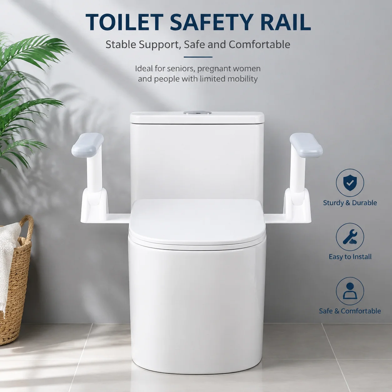 Bathroom Standing Assist Rail, Multi-Purpose Safety Grab Bar for Elderly, Adjustable Sofa Support Handle & Mobile Handrail
