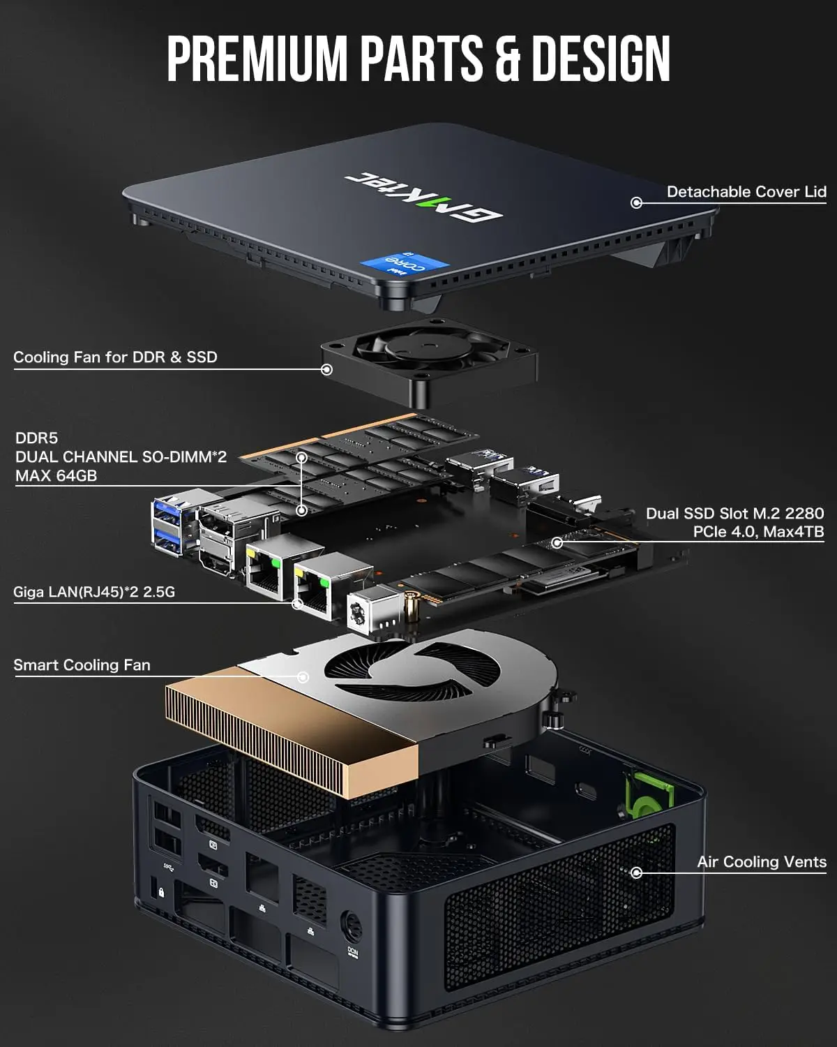 GMKtec K7 Plus Core i7-13620H كمبيوتر صغير Win11 Pro DDR5 32GB 1TB NVMe SSD PCIe4.0 WiFi6 BT5.2 كمبيوتر ألعاب مكتبي 2*2.5G LAN