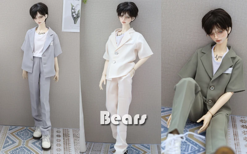 

BJD Doll Clothes Short Sleeved Casual Suit Set Jacket Pants Suit For 1/3 1/4 BJD SD DD MSD MDD SD13 SD17 POPO68 Uncle SSDF ID75