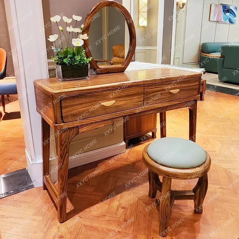 New Chinese ebony dresser full solid wood simple bedroom makeup mirror