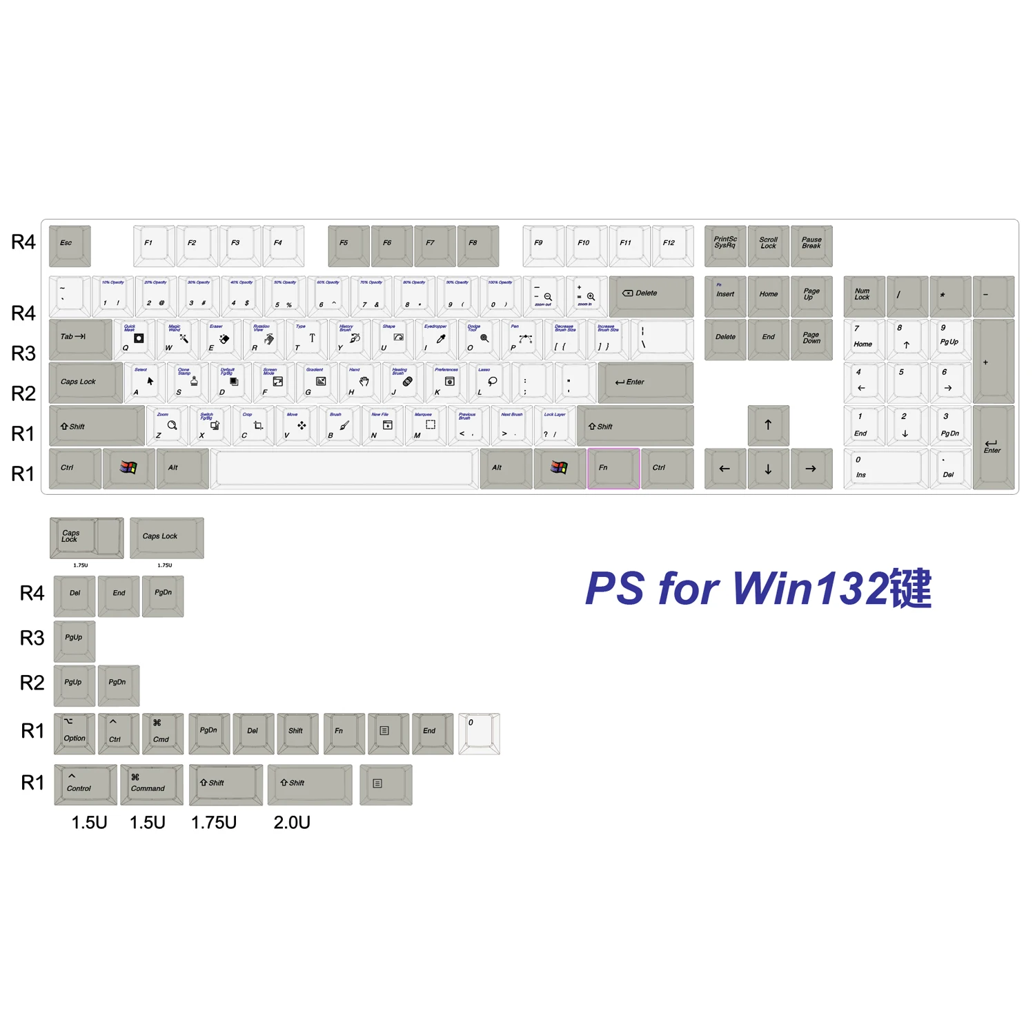 [Blue Sky] Designer Topics Keycaps Cherry Profile PBT Dye Sub 132keys Fullset For Mechanical keyboard