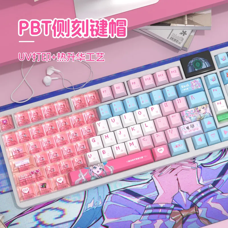 Anchor Girl Anime Theme Keycaps PBT Mechanical Keyboard PC Gaming Keyboard Accessories Collection Gifts Customized Keycaps
