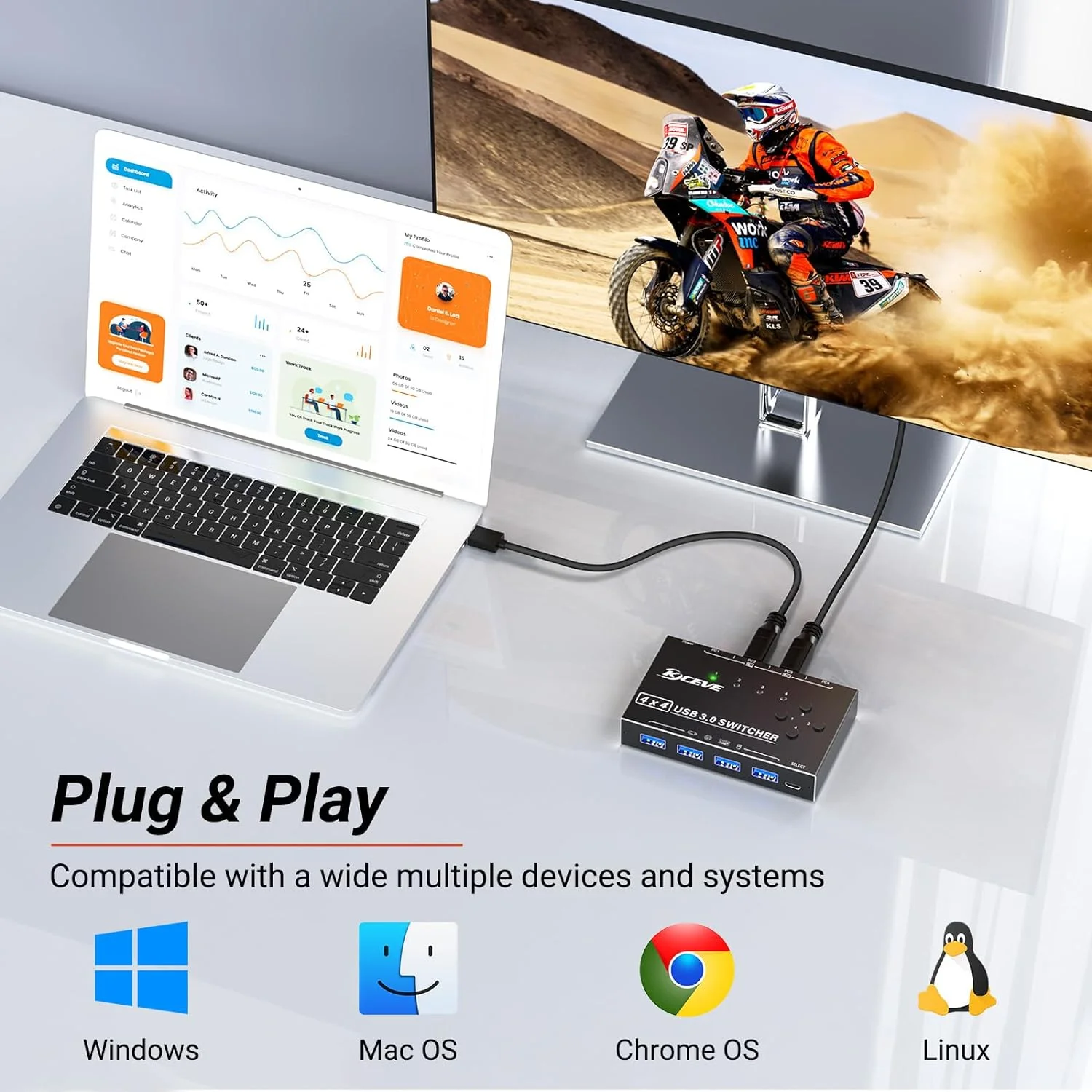 ใหม่ kceve USB 3.0สวิตช์เลือกคอมพิวเตอร์2เครื่องใช้คอมพิวเตอร์ร่วมกัน3พอร์ต USB และ tf/sd พอร์ตเหมาะสำหรับเมาส์คีย์บอร์ดเครื่องพิมพ์ tf/sd การ์ด