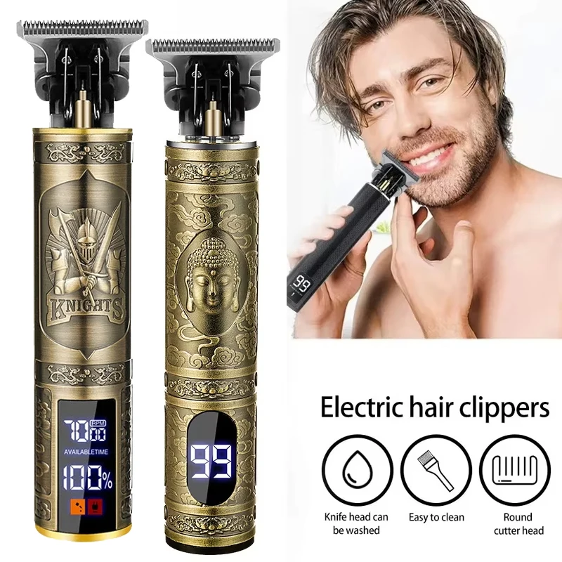 2026 Vintage Cordless Hair Clipper Trimmer USB Fast Charging Portable Electric Shaver Barber Professional Hair Cutting Machine