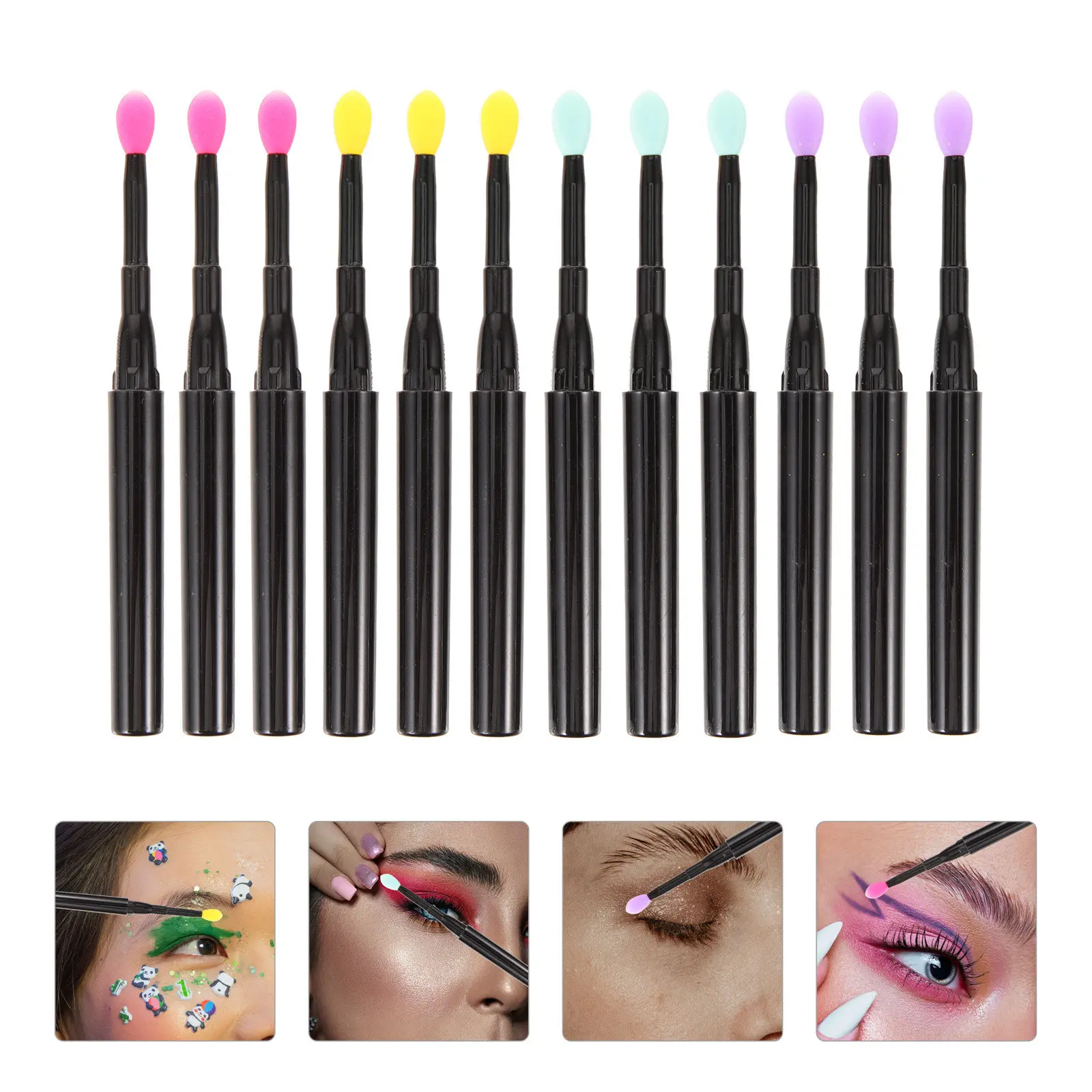 

Набор из 12 силиконовых аппликаторов для бальзама для губ: мягкие косметические инструменты для губ, блеска и теней, портативные, многоразовые