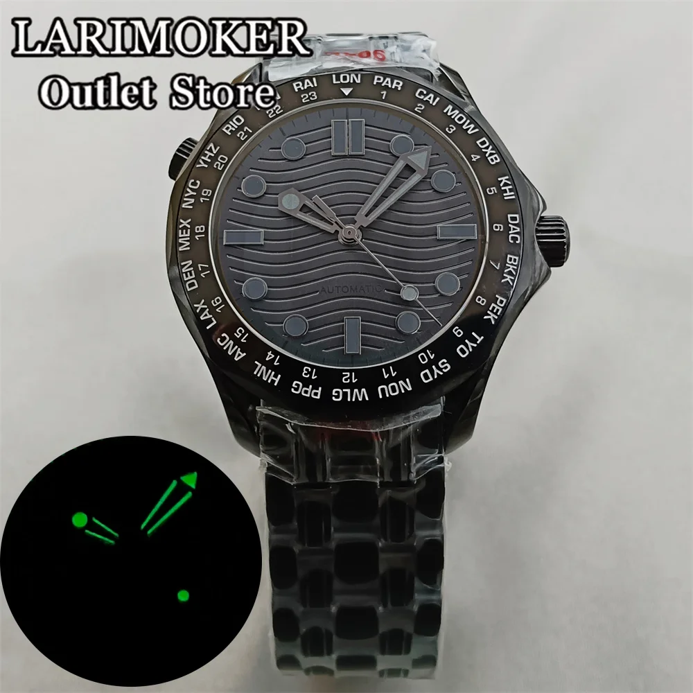 LARIMOKER 41mm PDV Case black dial Use NH35  PT5000 Mechanical Men\'s Watch Sapphire Glass Stainless Steel  Strap