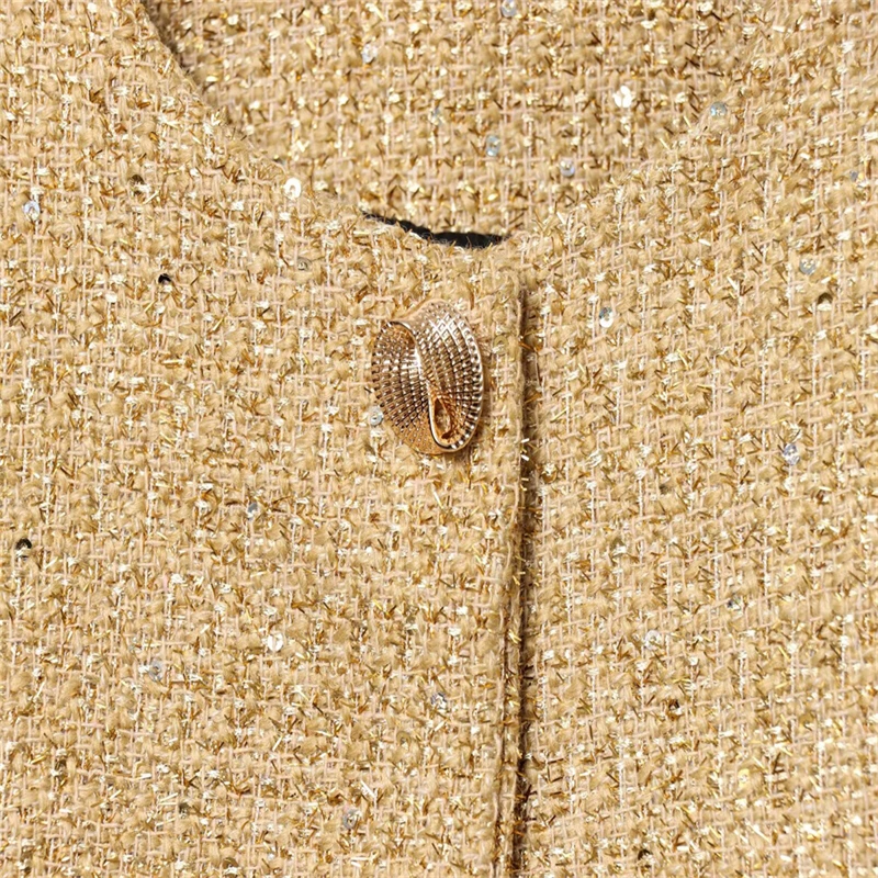 Herfst/Winter 2025, modieus, elegant, hoogwaardig metallic draadgestructureerd kort jack voor dames