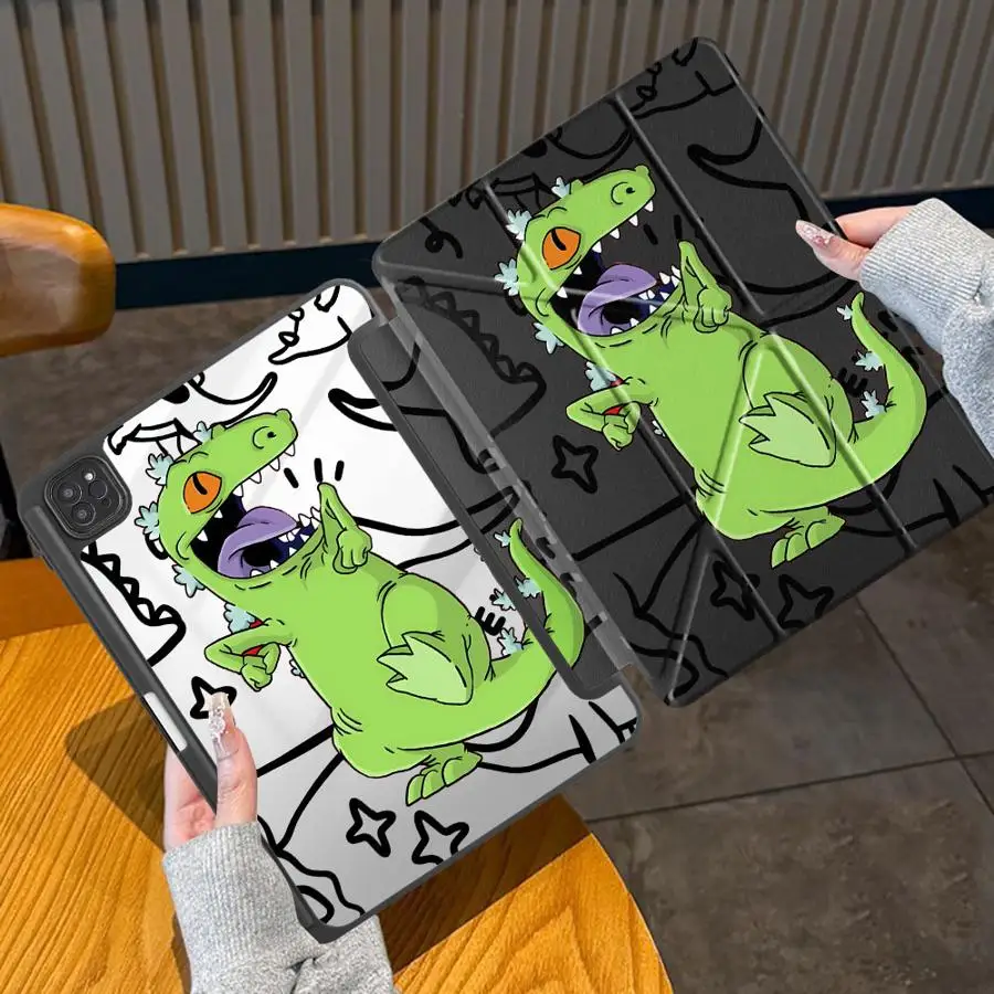 Holder Cover Tablet Case For iPad Air 4 5 M3 M2 M4 11inch Mini 6 7 Pro 11 10 9 8 7 th 12.9inch Pro 2025 Cute Line Dinosaur