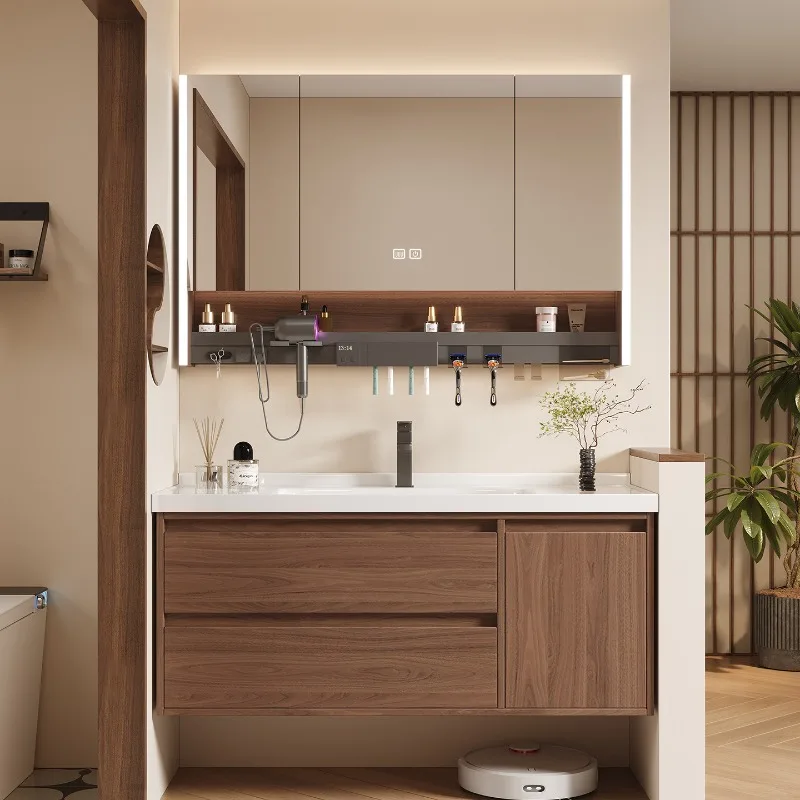 

Display Wall Bathroom Cabinet Mirror Organizer Storage Over Decorations Skincare Cupboard Makeup Wooden Gabinete Home Furniture