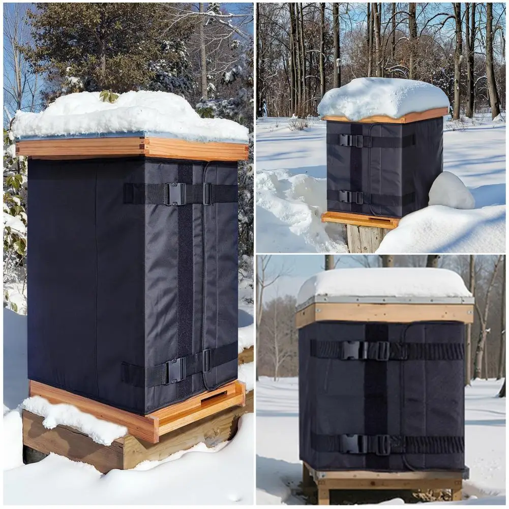 Insulated Bee Hive Cover Oxford Cloth Hive Protector Winter Beehive Wrap for 8 10 Frame Hives Insulated 600d Oxford Cloth Cover