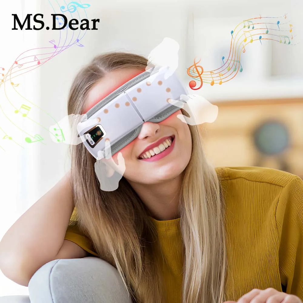 

Folding Eye Massager Vibration Eye Mask Wireless Music Smart Eye Massager Hot Compress Airbag Eye Care Device Relief Eye Strain