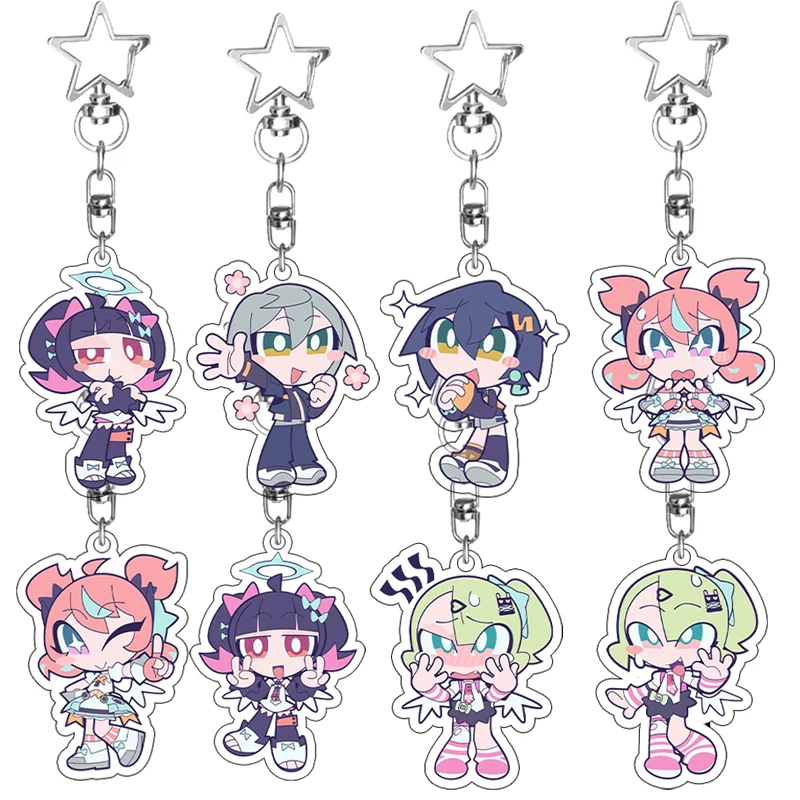 Cartoon Cute Anime Blue Archive Style Kawaii School Girls Angel Demon Q Version Acrylic Keychain Backpack Keyring Pendant Decor