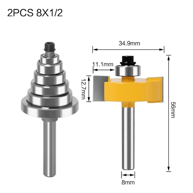 Multiple Depths Rabbet Router Bit with 6 Bearings Replacement Woodworking Tools for Wood Work Project,Art ,Craft