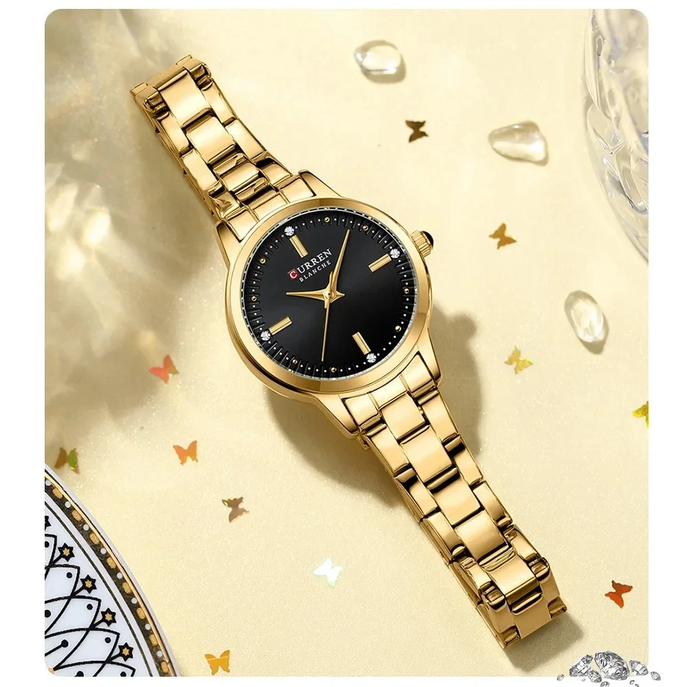 CURREN 9094 Womens Watches Fashion Original Quartz Wrist Watch for Ladies Dazzling Diamond Waterproof Luminous Luxury
