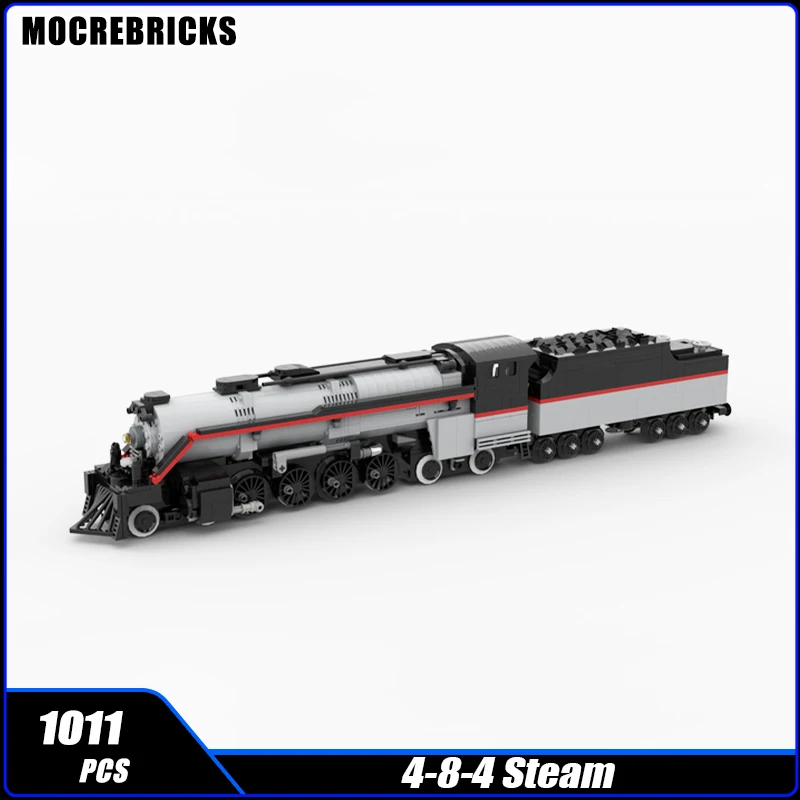 

City Passenger Fast Freight Train 4-8-4 Steam Locomotive MOC Building Block Railway Head Assembly Model Technology Brick Toy