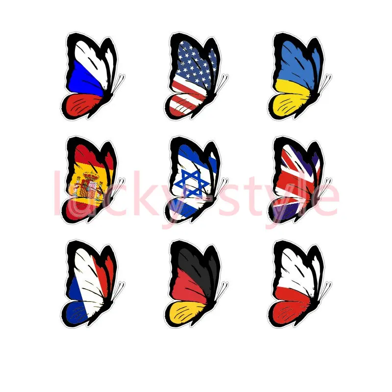 

Creative Decal Butterfly and National Flag Car Sticker Car Body Skateboard Luggage Decal PVC Waterproof Car Accessories