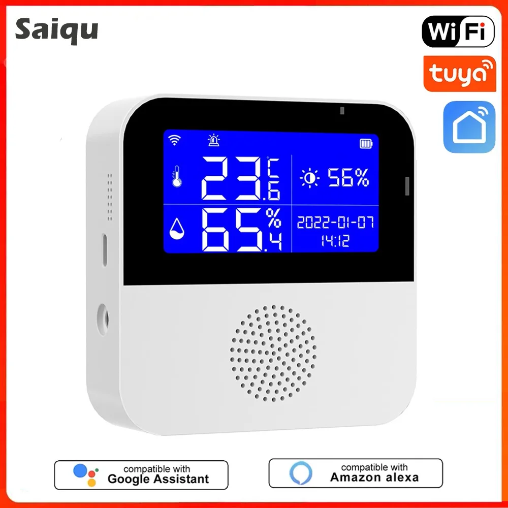 Tuya WIFI Temperature Humidity Sensor Alarm Indoor Outdoor Meter Thermometer Detector Alexa Google Home