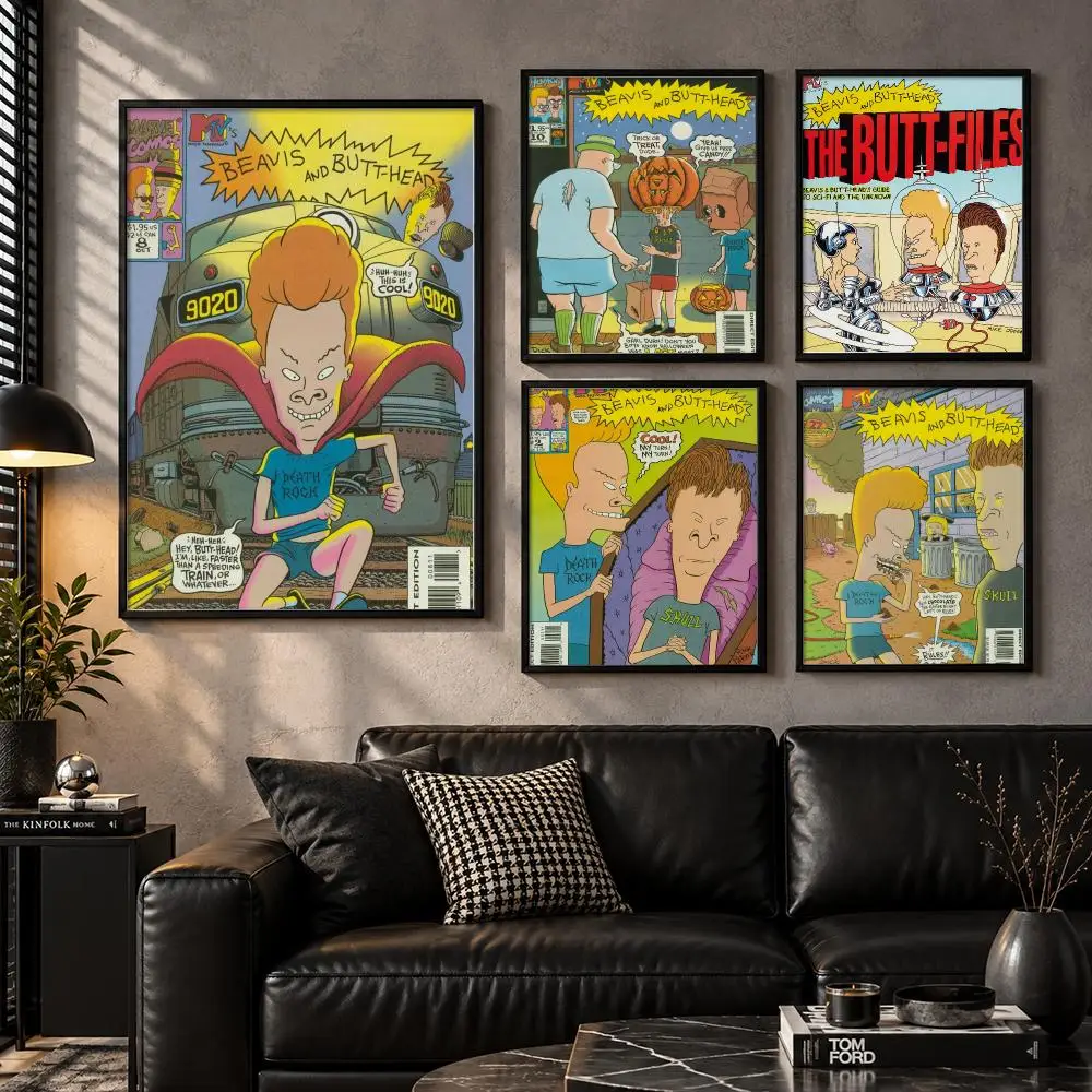 Beavis and Butt-Head 90s Adult Cartoon Slacker Humor Pop Satire Poster Aesthetic Unframed Wall Prints for Bedroom & Living Room