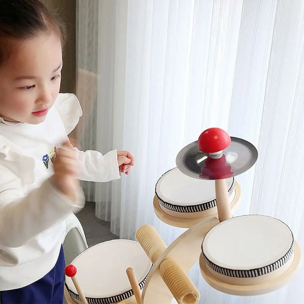 New Wooden Musical Instruments Toys Musical Drum Montessori Toys Birthday Gifts Eight Percussion Instruments Toddlers