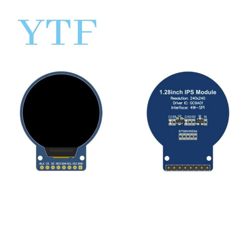 1.28 inch HD IPS Color TFT LCD Display Module 1.28" RGB LED Round Screen 240*240 GC9A01 Drive SPI Interface Adapter PCB Boar