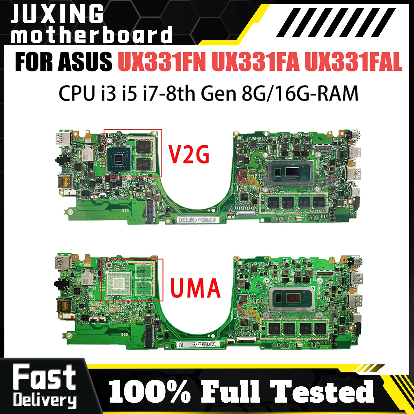 

Mainboard For ASUS UX331FA UX331FAL UX331FN BX331FAL UX331F Laptop Motherboard i5 i7 8th Gen V2G/UMA RAM-8GB/16GB
